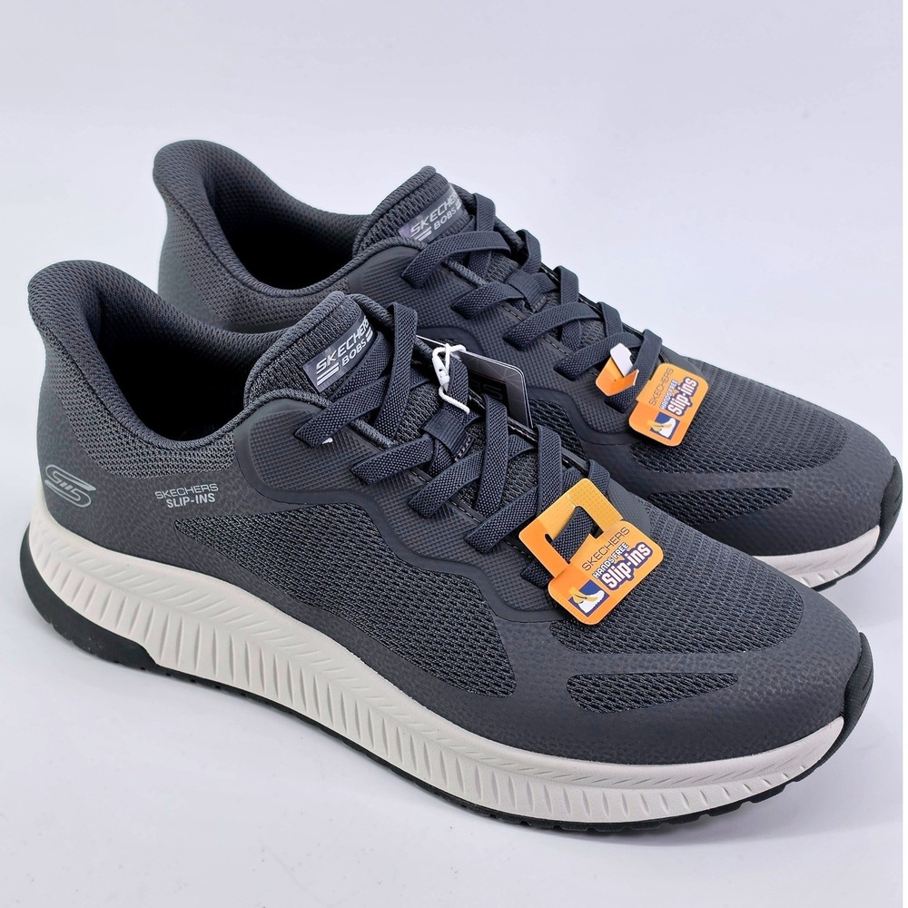 Skechers Bobs Sport Squad Chaos Charcoal Grey Hands Free Slip Ins 118423 CCL